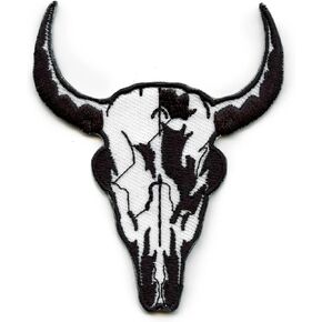 Western Bull Skull Patch Horns Decor Hunt Embroidered Iron On
