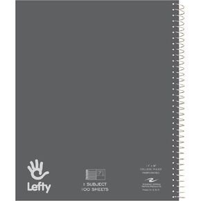 Roaring Spring Lefty Spiral Notebook, College Ruled One Subject Left Handed Notebook with Cover Pocket, 11" x 9", 100 Sheets, Assorted Color Covers