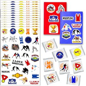 744 Pieces Wrestling Labels Stickers - Wrestling Match Themed Birthday Grapple Game Baby Shower Party Supplies Decorations Favors Dessert Chocolate Candy School Prizes Stickers