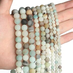 240Pcs Natural Frosted Amazonite Gemstone Beads Energy Healing Crystal Stone Round Loose Gemstone Stone Beads for Jewelry Making, DIY Bracelets Necklaces (Frosted Amazonite-6mm)