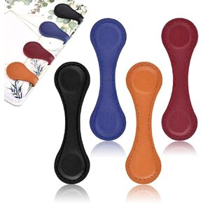 EMVANV 4pcs Magnetic Leather Bookmark, Retro Magnetic Bookmark Holder, Colorful Magnetic Bookmarks for Women Students Teachers Book Lovers Reading Supplies(4 PCS)