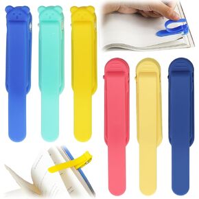 6 Pcs Automatic Bookmark, Stay in Place Silicone Book Mark Clips, Page Markers Cute Reading Accessories