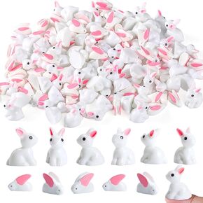 OZIO 100Pcs Rabbit Miniature Figurines Easter Bunny Mini Resin Rabbits, Miniature Rabbit for Landscape Ornaments Miniature Garden Decor Potted Plant,Cake Topper Decoration