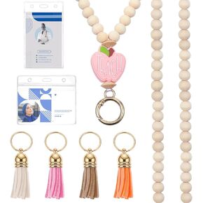 Smile Teacher Lanyard for Women, Lanyard for Id Badges And Keys, Retractable Wood Beaded Lanyards for Id Badges, Cute Badge Holder Teacher Lanyards in Kuwait