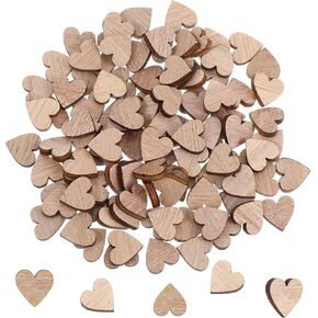 100 Pcs Wooden Hearts for Crafts Small Wood Hearts Cutout Slices Heart Sign Tag for Valentine's Day, Birthday Party, Wedding Guest Book Decoration(0.39 Inch)
