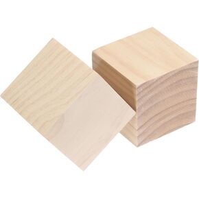 MECCANIXITY 4pcs Wood Blocks, 2.5"x2.5"x2.5" Square Unfinished Wood Cube for DIY, Arts Decoration, Crafts Whittling, Hand Carved