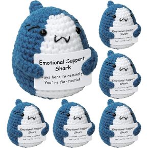 Emotional Support Crochet Positive Shark: Handmade Cheer Funny Positive Gifts for Shark Lovers Women Men Friends Coworkers (6 PCS)