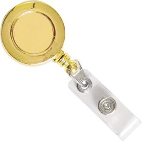 Specialist ID Gold Retractable Badge Reel with Belt Clip - Shiny Brassy Metallic Bling Card Extender for Access Card or Key