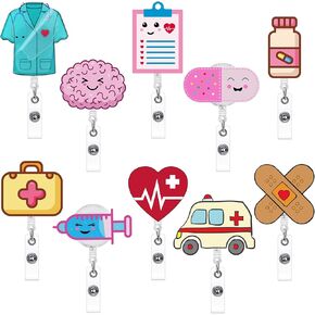 Morcheiong 10 Pack Nurse Retractable Badge Holders with Swivel Alligator Clip ID Badge Reel Retractable Clip for Nurse Doctors Office Worker