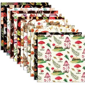 24 Sheets Watercolor Mushroom Pattern Paper 12" x 12" Watercolor Mushroom Scrapbook Paper Pad Double-Sided Mushrooms Plants Prints Patterned Decorative Craft Papers Folded Flat for DIY Card Making