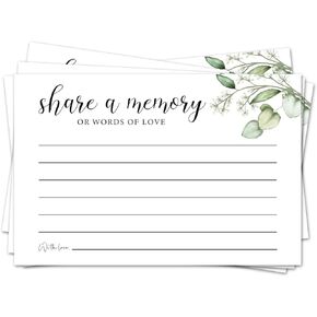 Share a Memory Cards for Celebration of Life, Green Leaf Guest Book for Funeral, Birthday, Anniversary, Wedding, Graduation, Memorial, Going Away Party, 25 PCS 4x6 Inches Card-009