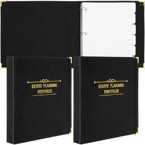 2 Pcs Estate Planning Portfolio Binder, Sturdy Linen 3-Ring Binder with Gold Debossed Title and Index Tab Dividers Estate Death Planning Organizers Stores, 11.8x11x2inch