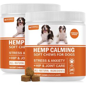 Hemp Calming Chews for Dogs - Chicken Flavor Soft Chews - Dog Calming Treats Supplement for Storm Anxiety, Sleep, Relaxing, Separation Aid, Stress, Hyperactivity Relief - All Ages & Sizes - 240 Count
