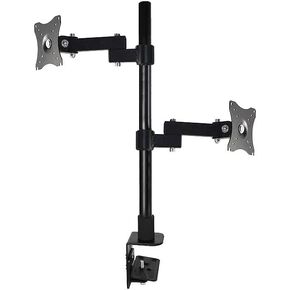 14-24 inch Upper and Lower Dual-Screen LCD Monitor Lifting Telescopic Rotating Height Increasing clamp Table Stand(White)