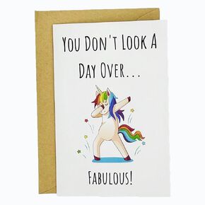 Funny Birthday Card for Husband Wife, 30th 40th 50th 60th 70th 80th 90th Birthday Card Gifts for Men, Women,"You don't LOOK A DAY OVER... FABULOUS! " Cute Birthday Card for Dad Mom Family