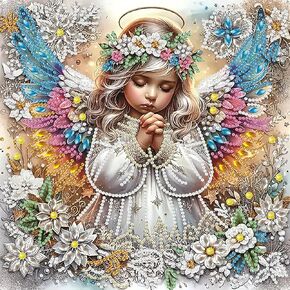 CHWGLFGG 5D Diamond Art Kits for Adults Beginners, Little Angel Special Shape Diamond Painting, DIY Drill Diamond Dot Gem Art Kits for Adults, Home Wall Decor 11.8X11.8 Inch