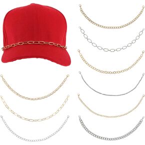 Lusofie 9pcs Trucker Hat Chains for Women Gold Metal Hat Chains for Women Trucker Hat for Men Mesh Baseball Cap Detachable DIY Accessories Chain Assorted Styles