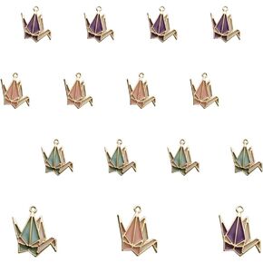 Thousand Paper Cranes Charms Pendants for Necklace Bracelet Earring Keychain Decorations DIY Handmade Making Jewelry Accessories 15 pieces