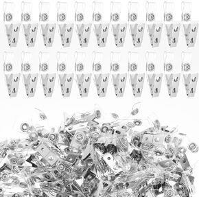 300pc Metal Badge Clips with Strap Clear ID Strap Clip Adapter