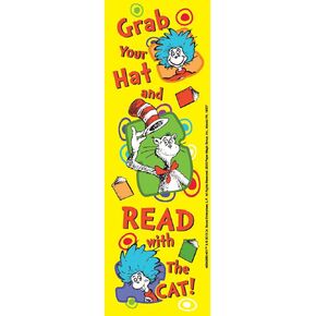 Eureka Back to School Dr. Seuss Cat in The Hat 'Grab Your Hat' Bookmarks for Kids, 36pc, 2'' W x 6'' H