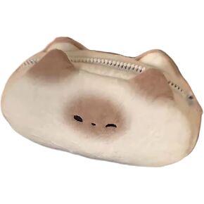Siamese Cat Pencil Case Plush Cute Kitten Pen Pouch Animal Pen Case Aesthetic Kawaii Pen Holder (A)