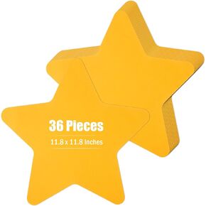 MixTeach 36 Pcs Large Gold Star Cutouts 12 Inch Paper Star Shape Cardstock Star Die Cut with Glue Points for Classroom Bulletin Board DIY Kids School Craft Projects Party Wall Decoration