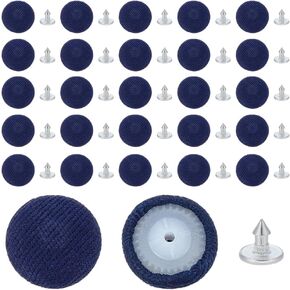 WEBEEDY 30 Pcs Navy Blue Hat Top Buttons 14mm/0.55 Inch Baseball Caps Button Top Replacement Cloth Covered Buttons Baseball Button for Hats Repair Replacement DIY Craft Jeans Handbags Accessories