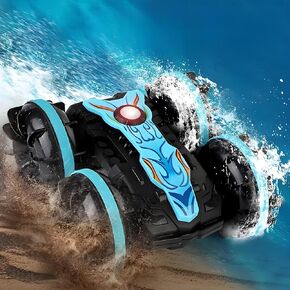 Amphibious RC Car for Kids: Gift Toys for Boys 6,7,8,9,10,11,12 Years Old, 4WD RC Stunt Car, 2.4GHz Waterproof, 360° Rotations