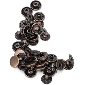 50 Sets Brass Snap Buttons Press Studs Fasteners 3 Sizes 3 Colors for Luggage Clothing Handbags Tents with Panel Female Male Bottom Buckle (15mm #07)