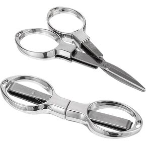2PCS Folding Scissors, Stainless Steel Foldable Travel Scissors TSA Approved Small Retractable Cutting Tool for Home, Office, School, Craft, Sewing Accessories