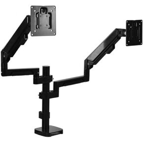 Dual-Screen Column-Type Desktop Hanger Pneumatic Lifting Base Rotating Telescopic Computer Display Gimbal Bracket(Silver)