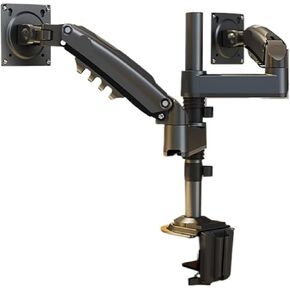 Computer Monitor Dual Screen Bracket Upper and Lower Screen Notebook with Column Lifting Desktop Desktop Base 9KG Load-Bearing(Black)