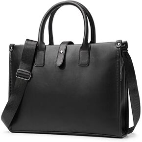 Retro Shoulder Bag, Men Satchel Bag, Leathers, Laptop Briefcase w/Strap, Vintage Messenger Crossbody Bag, Waterproof, for Business College, 15.3in