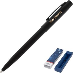 Personalized Fisher Cap-O-Matic Space Pen – Non-Reflective Matte Black Ballpoint Custom Brass Engraving, Medium Point Black Ink, Pressurized for Extreme Conditions – Ideal Gift for Tactical Profession