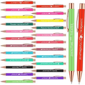 24 Pack Theater Gifts for Women Men, Ballpoint Pen Set with Quotes, Funny Theater Actor Gifts for Musical Broadway Theatre Lovers Friends, Actors (Retro)