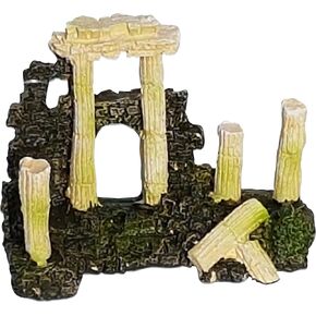 Small Roman Ruins Aquarium Decor, Roman Arch Ruins with Added Plants, Fish Tank Aquarium Decor, Roman Greek Columns Ancient Greece Style Aquarium Fish Tank Ornament Decoration, Sturdy Base