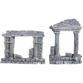NOLITOY 2pcs Fish Tank Decoration: Aquarium Ornament Vintage Ruins Roman Column European Castle Decor - Cave Hideouts for Reptile Turtle Bearded Dragon Betta