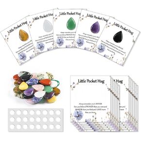 40 Sets Bulk Little Heart Rocks Worry Stones Pocket Hug Token Gift Card for Friends Funeral Celebration of Life Favors Encouragement Gifts for Women Adults Party Favors