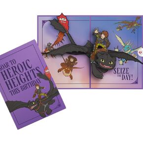 Lovepop Birthday Pop-Up Card for Her and Him - 3D Greeting Cards for Boys, Girls, Men, Women - How to Train Your Dragon Heroic Heights - 5" x 7" Card - Blank Notecard and Envelope Included