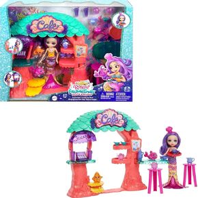 Mattel Enchantimals Sea Cave Cafe Playset (8.8-in), 15+ Pieces, with Martina Mermaid Doll, 2 Animal Besties, and Accessories, Great Toy for Kids Ages 3 and Up
