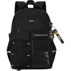 Backpack for School Teens Boys and Girls,Black Backpack for Men and Women,College Bookbag with USB Charging Port,Travel Laptop Back Pack for Middle and High School Work