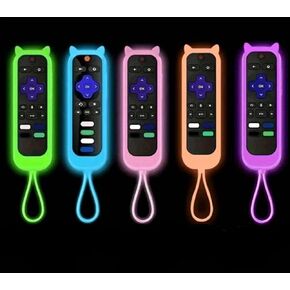 Silicone Remote Cover for Roku with Glow Effect, 5 Colours Available - Green, Blue, Pink, Orange, Purple (Pink)