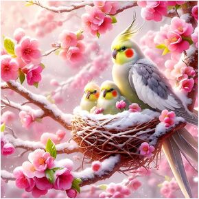 AMORARS Bird Diamond Painting Kit for Adults, 5D Flower Bird Diamond Art Beginners - DIY Full Diamond Dot Gem Art Paintings, Suitable Gifts, and Home Decoration Crafts, 12x12Inch