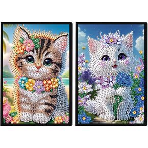 DCIDBEI Diamond Painting Notebooks Set of 2 DIY 5D Diamond Art Notebook A5 Diary Dogs Sketchbook Diary Journal Book Women Writing Pad Gifts Birthday Christmas Notebooks Diamond Art Journal