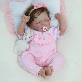 SCOM Realistic Reborn Baby Dolls Girl-18 Inch Realistic Newborn Girl Doll, Lifelike Weighted Soft Body, Christmas Birthday Gift for Kids Age 3+