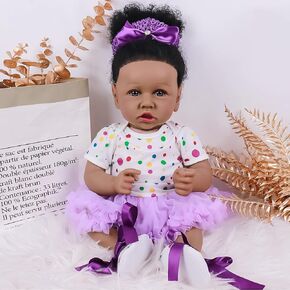 MAIHAO Reborn Baby Dolls Black Girl with Soft Body African American Real Life Babies Girl That Look Lifelike Newborn Baby Dolls Open Eyes 22inch Best Gift Set (Audrey)