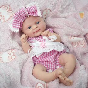 14" Reborn Baby Dolls, Full Silicone Baby, Realistic Soft Silicone Newborn Baby Doll, Real Full Body Silicone Reborn Baby Dolls with Feeding Accessories