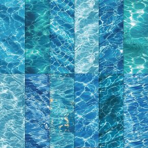 12Pcs Ocean Waves Cotton Fabric Bundles Blue Sea Wave Fat Quarters Summer Sewing Fabrics for DIY Craft Party Decor, 18 x 22 Inch