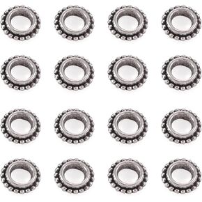 KISSITTY 100pcs Tibetan Style Antique Silver Donut Shape Spacer Beads Large Hole Metal Loose Beads Spacers 8x2.5mm with Hole 4mm for DIY Vintage Jewelry Making