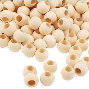 LEXININ 300 Pcs 20mm Unfinished Natural Wood Beads, Large Hole Wooden Beads, Wood Macrame Beads for DIY Crafts, Jewelry Making, Decorations